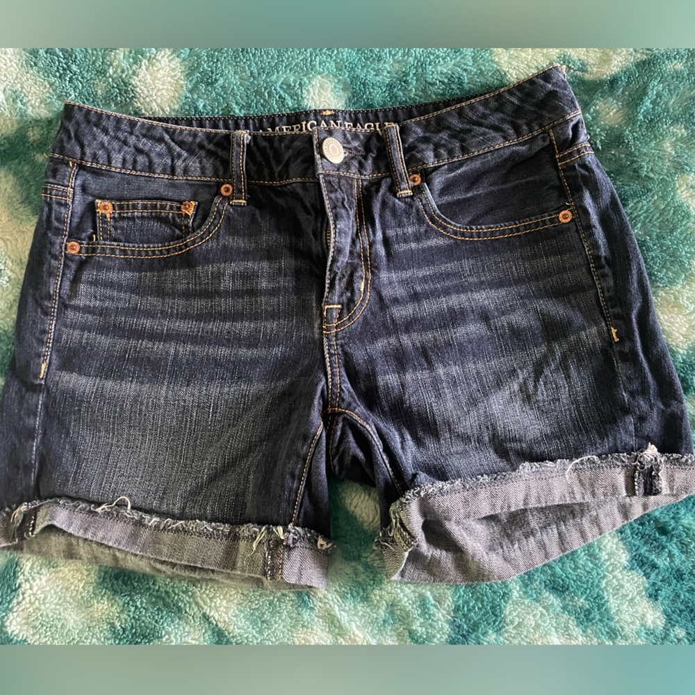 American Eagle Outfitters Blue Jean Shorts Distressed Raw Hem